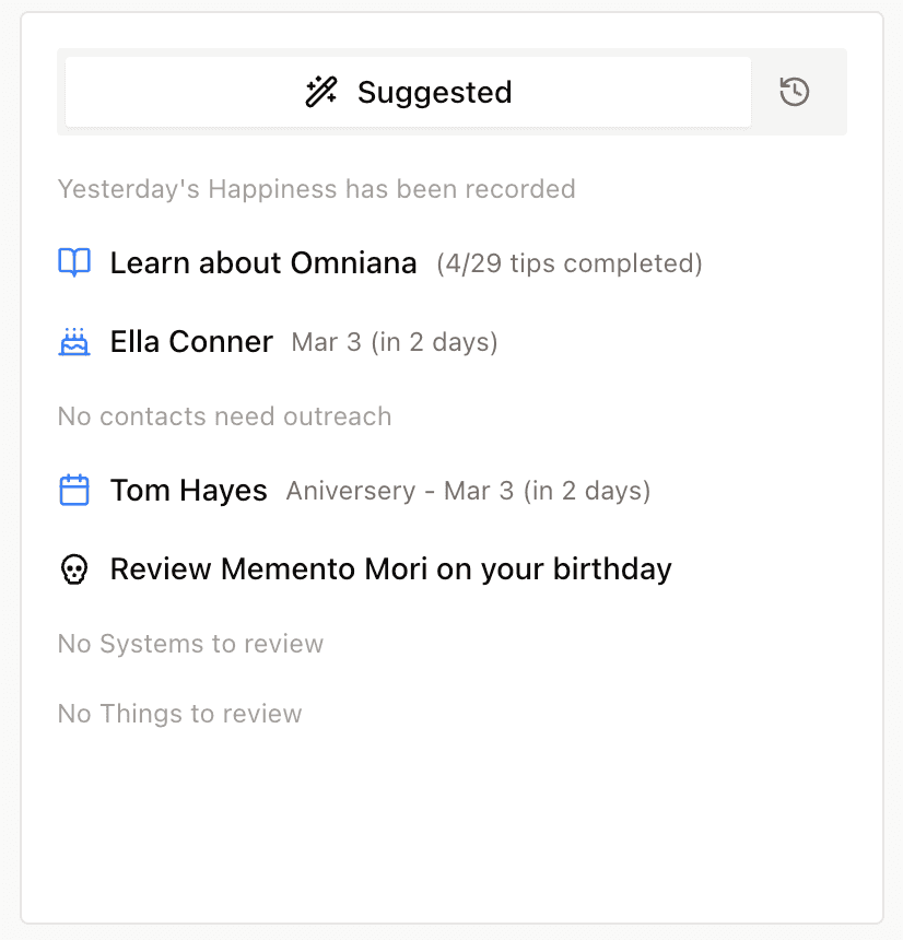 AI suggested actions for improving happiness